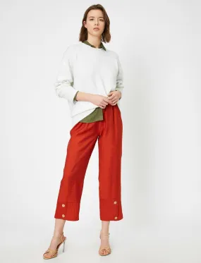 16356 Burnt Orange Leg Button Trousers
