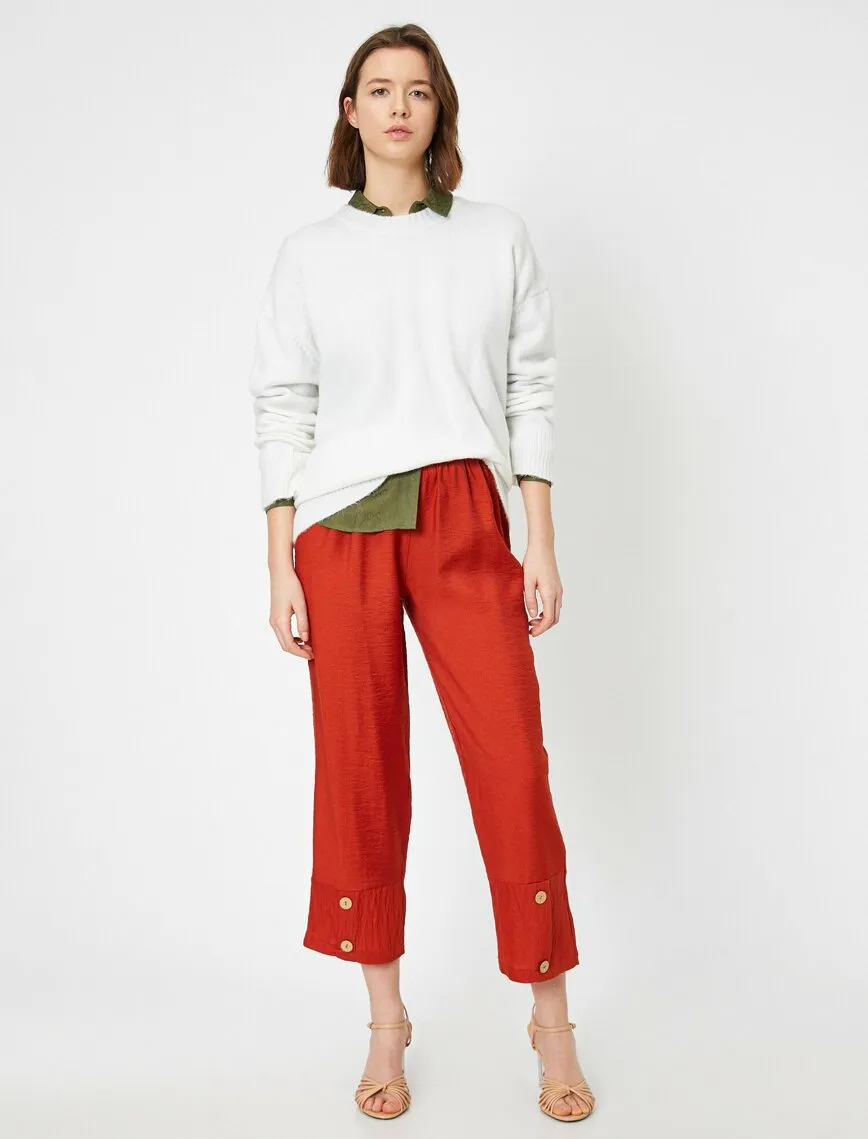 16356 Burnt Orange Leg Button Trousers
