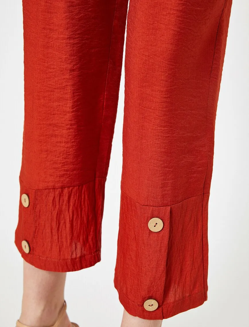 16356 Burnt Orange Leg Button Trousers