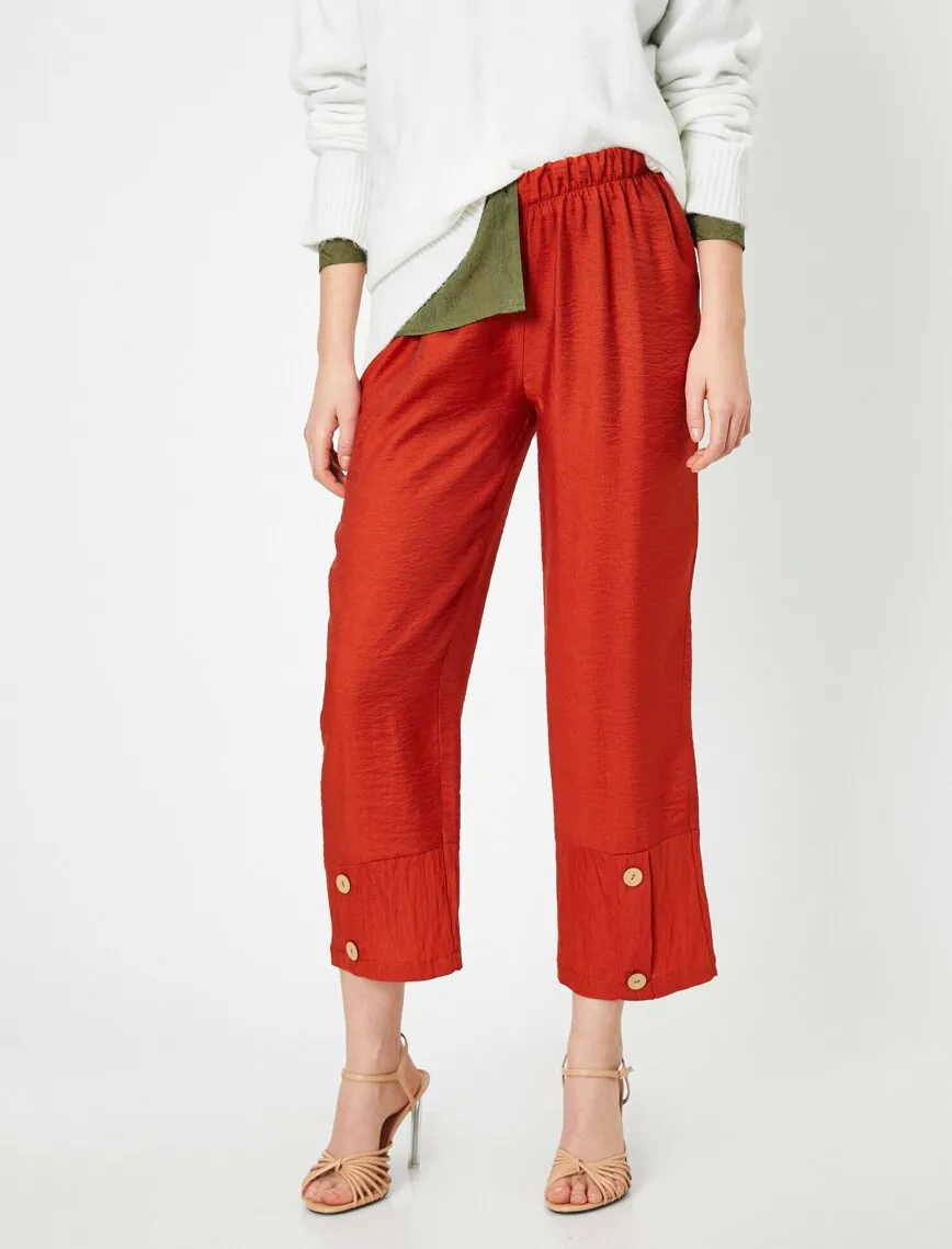 16356 Burnt Orange Leg Button Trousers