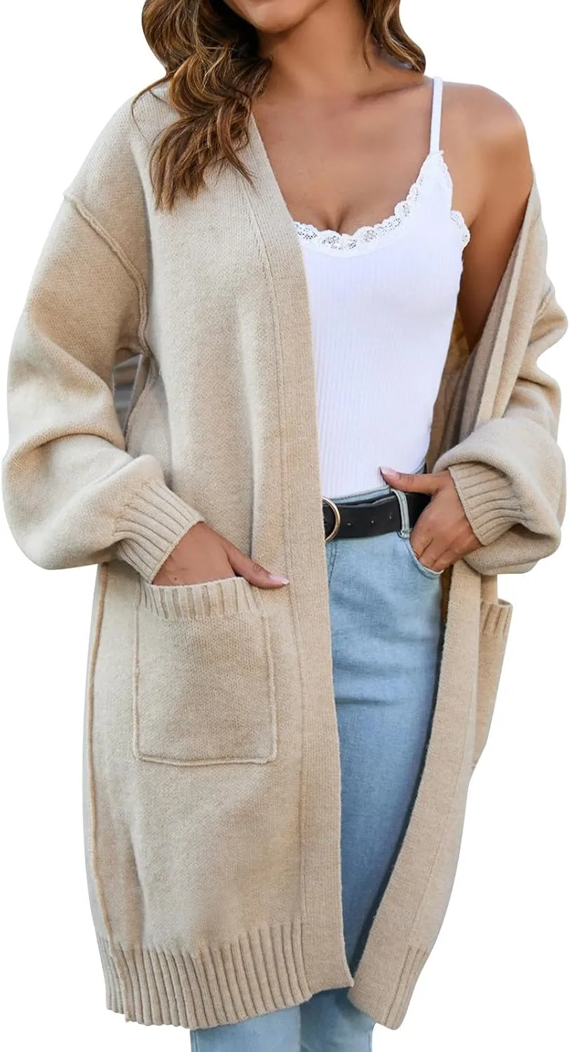 2023 Womens Draped Cardigan Sweater Trendy Kimono Long Sleeve Open Front Casual Knit Sweaters Lightweight Coat Soft Outwear