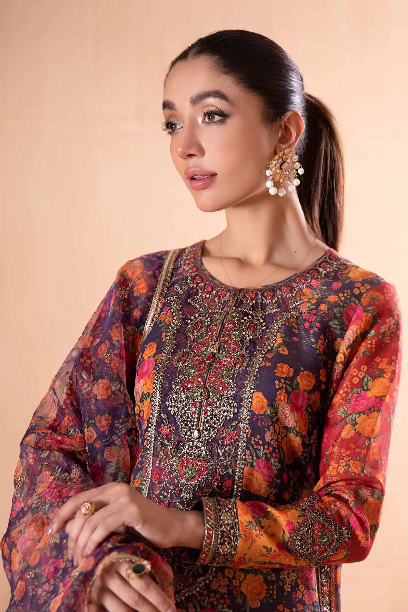 3 Piece Printed Cotton Masoori Suit | DW-EA24-31