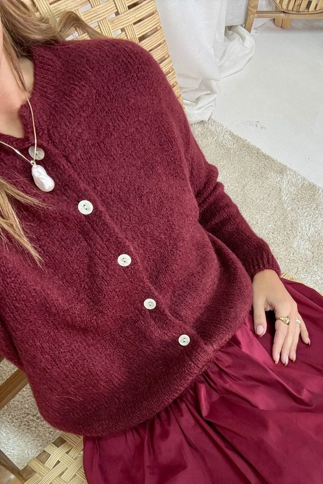 A-bee - Soft Cardigan - Burgundy