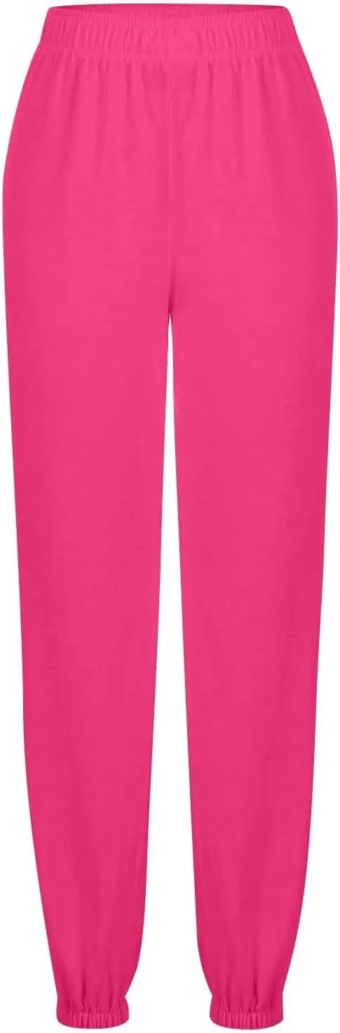 Baggy Sweatpants for Women Lightweight Elastic High Waisted Sweatpants Joggers with Pockets Comfy Lounge Pants Trousers