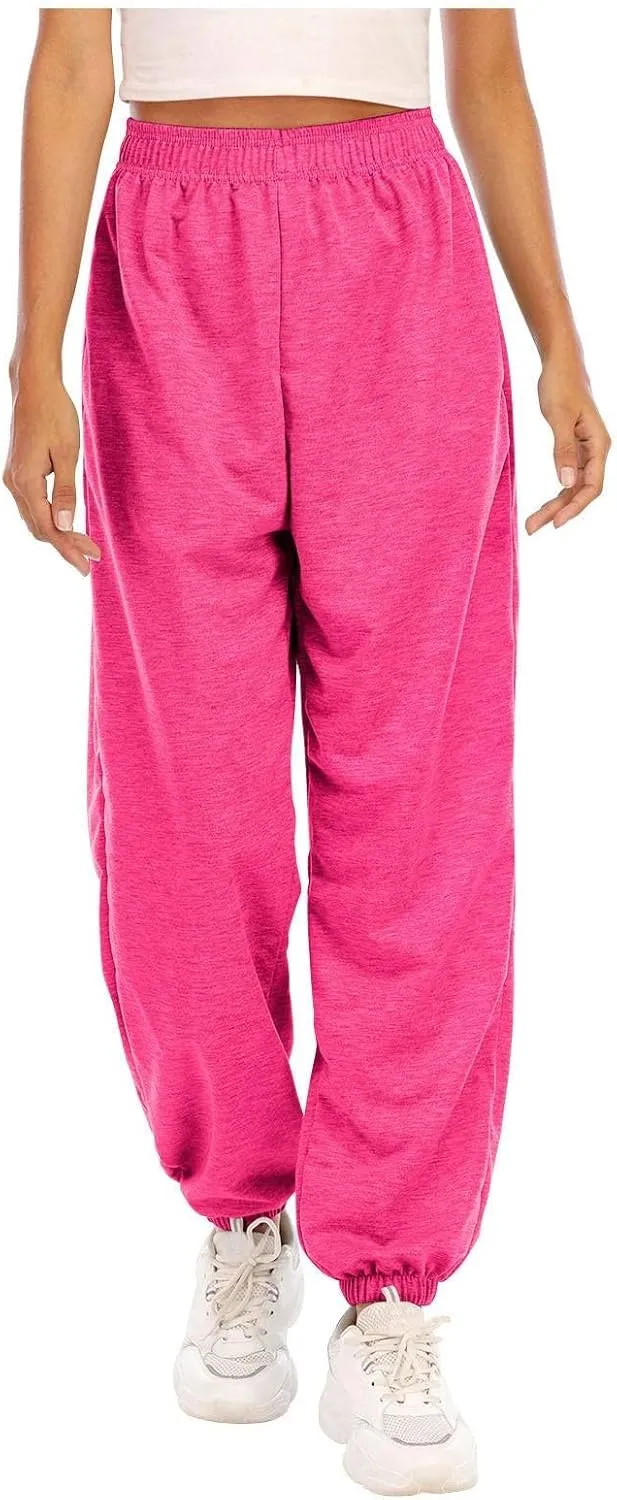 Baggy Sweatpants for Women Lightweight Elastic High Waisted Sweatpants Joggers with Pockets Comfy Lounge Pants Trousers