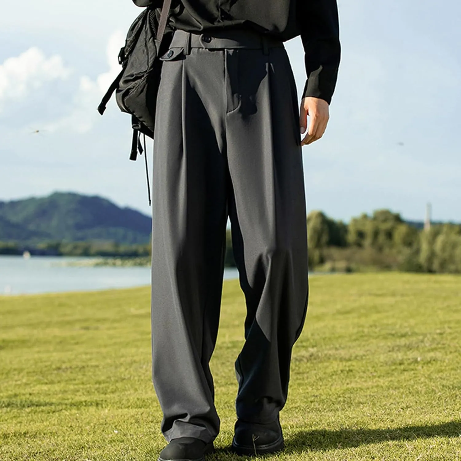 Baggy Wide Leg for Men Summer Elastic Waist Trendy Comfortable Leisure Style Elasticity Comfy Fashion Trousers