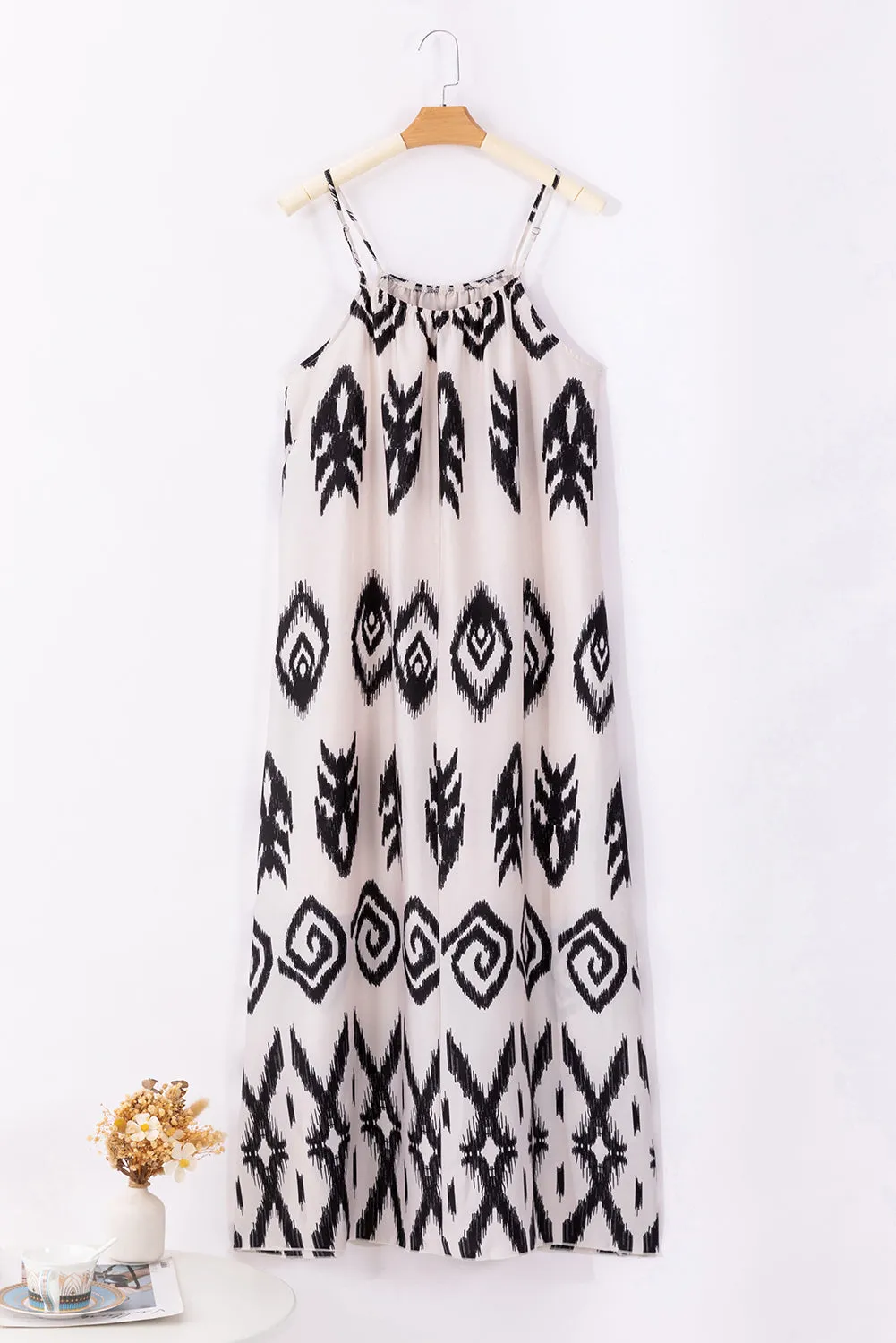 Blue Zone Planet |  Black Western Aztec Printed Vacation Sundress