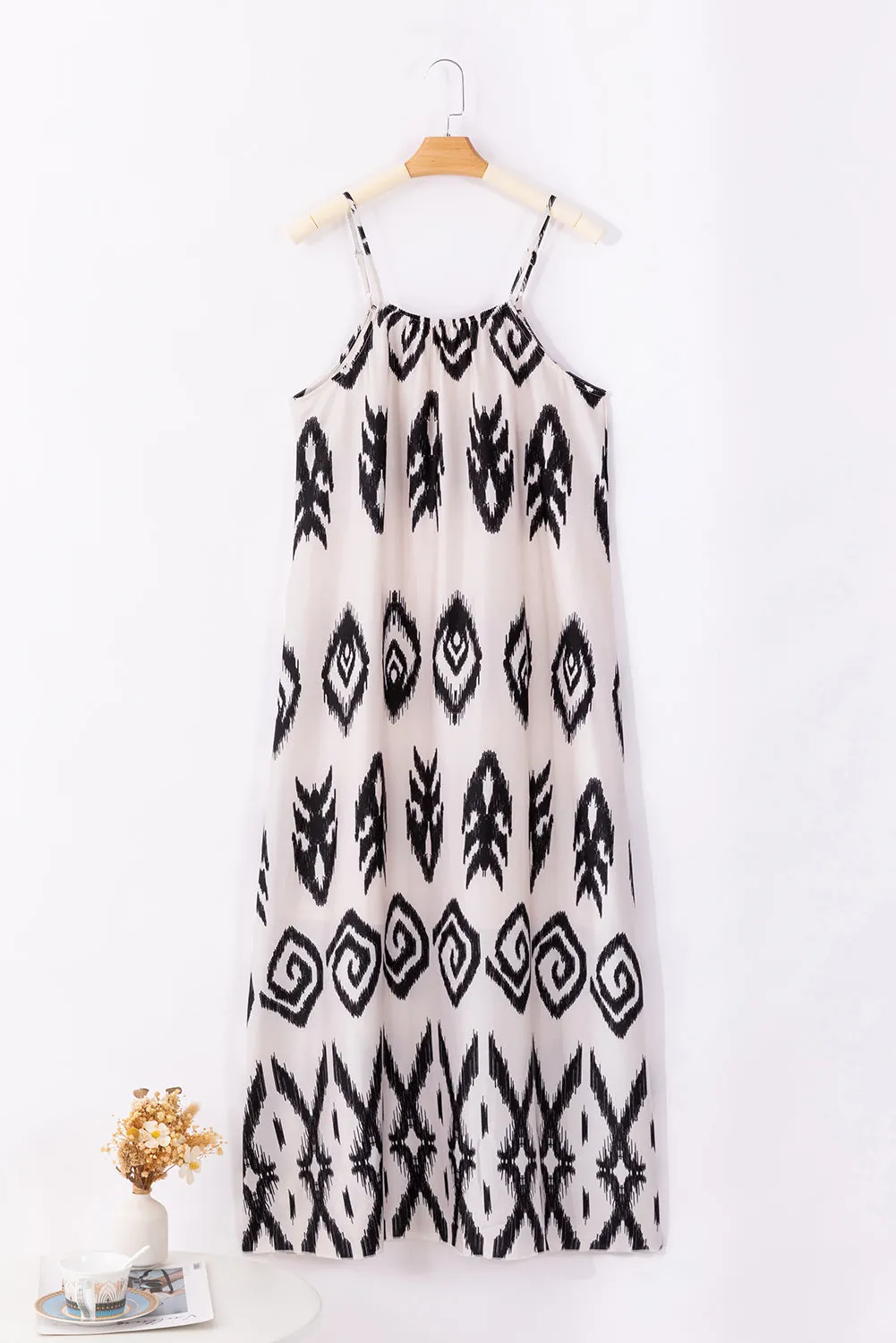 Blue Zone Planet |  Black Western Aztec Printed Vacation Sundress