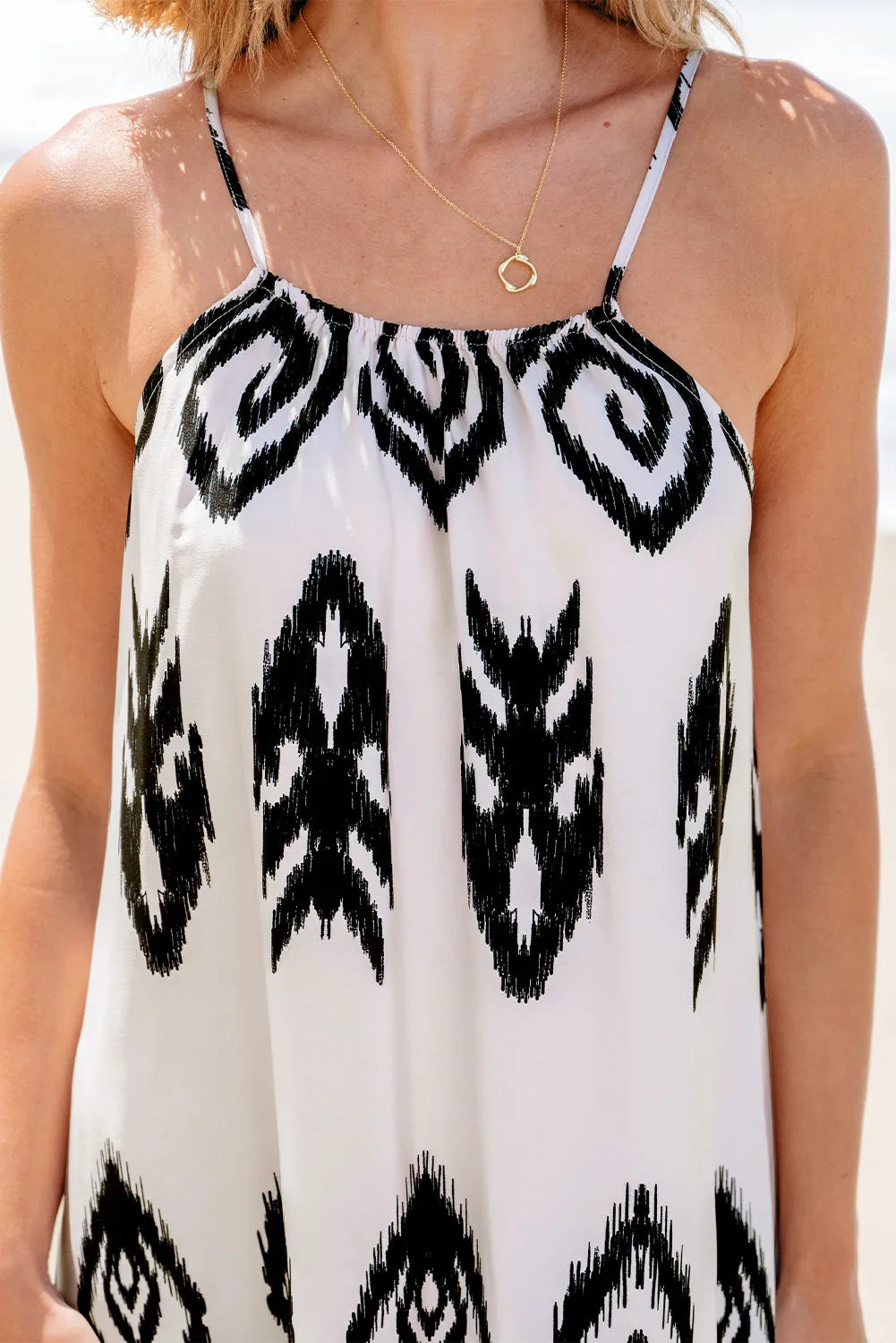 Blue Zone Planet |  Black Western Aztec Printed Vacation Sundress