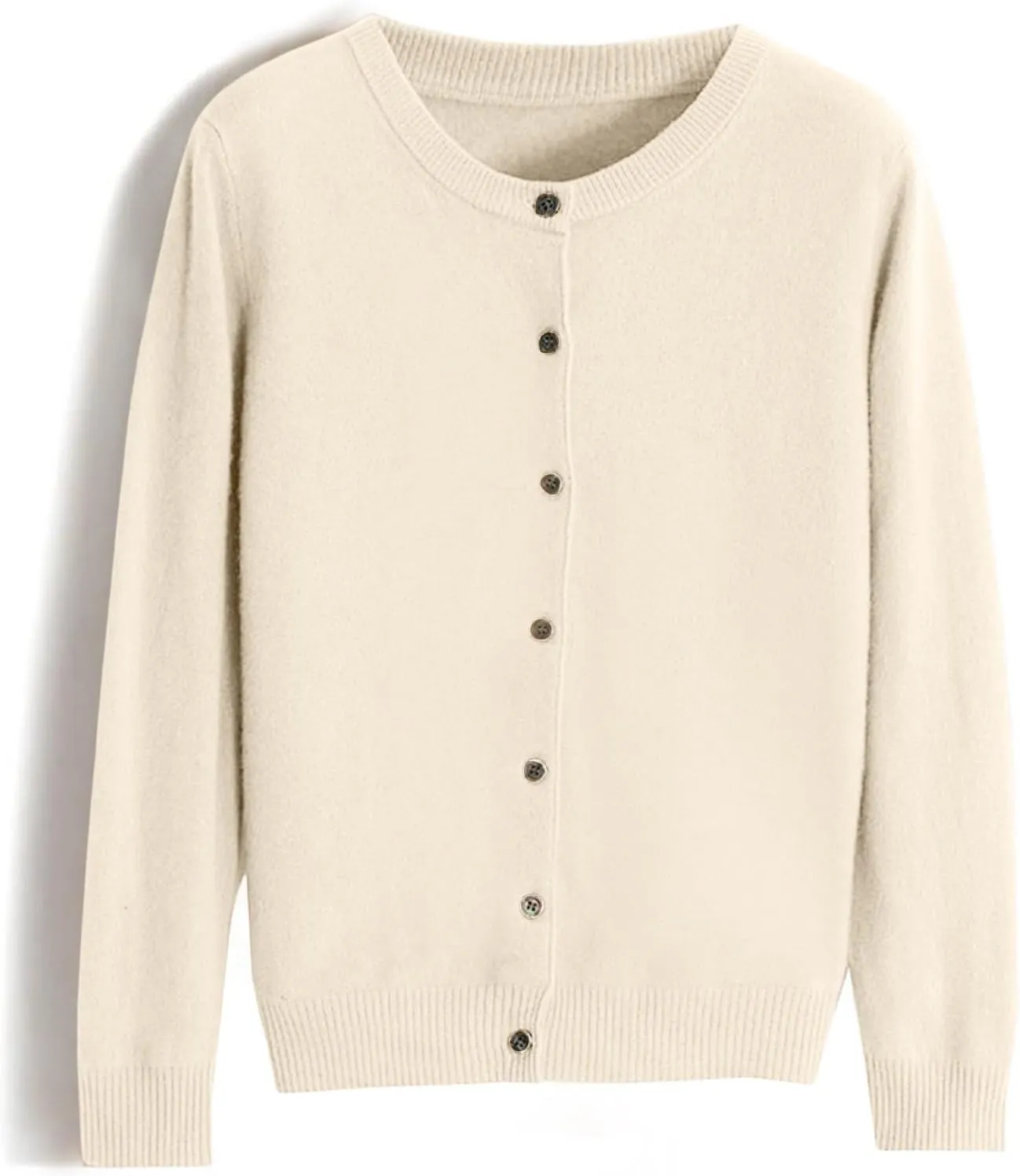 Cardigan Sweaters for Women Long Sleeve Crew Neck Soft Cashmere Sweater Open Front Button Lightweight Warm Outerwear