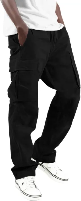 Cargo Pants for Men Lightweight Casual Relaxed Fit Trousers Drawstring Waist Pants Overalls Athletic Joggers