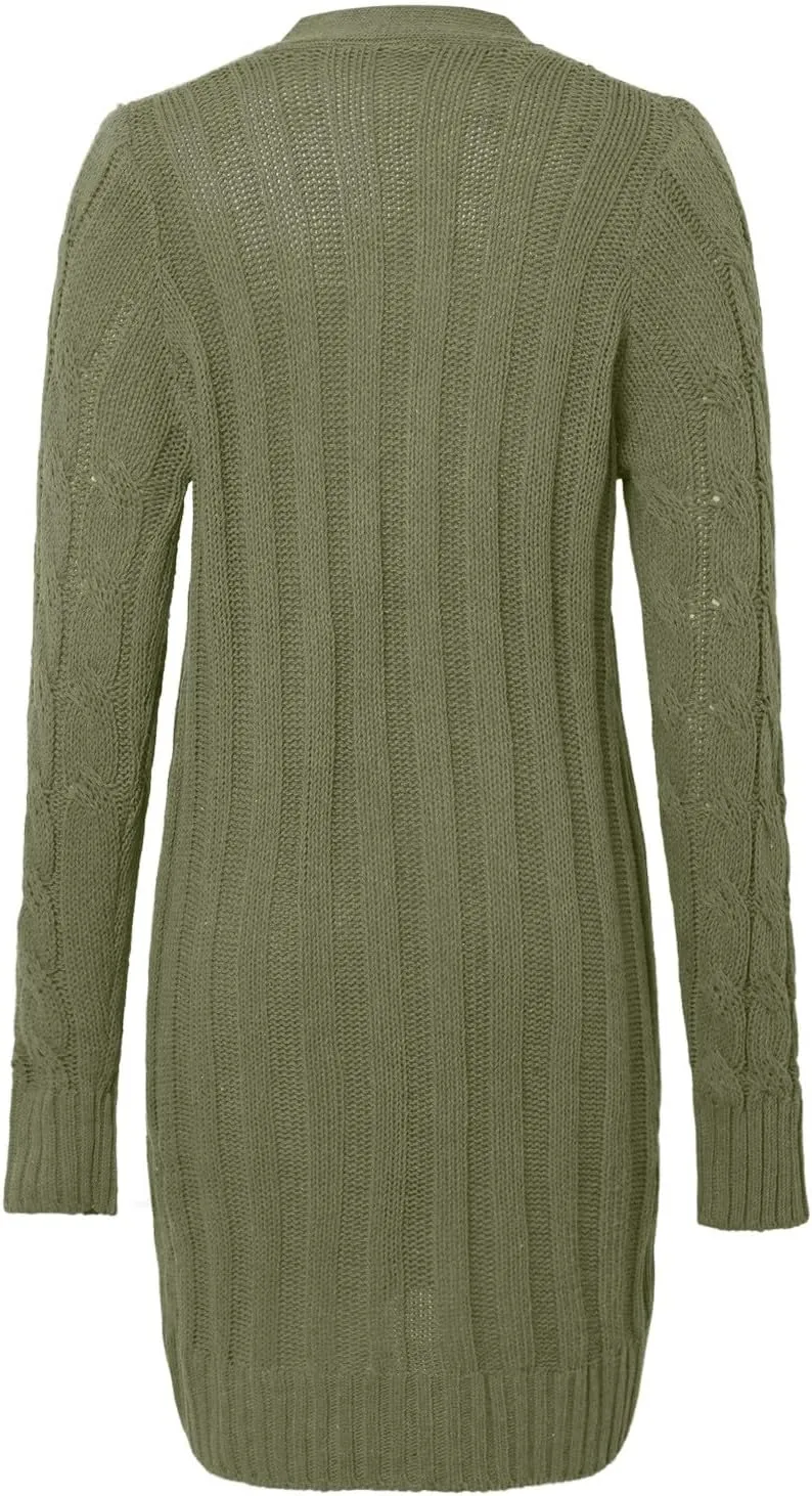 Chunky Knit Long Cardigans for Women Soft Open Front Button Down Sweaters Outerwear Trendy Loose Fall Clothes Coats