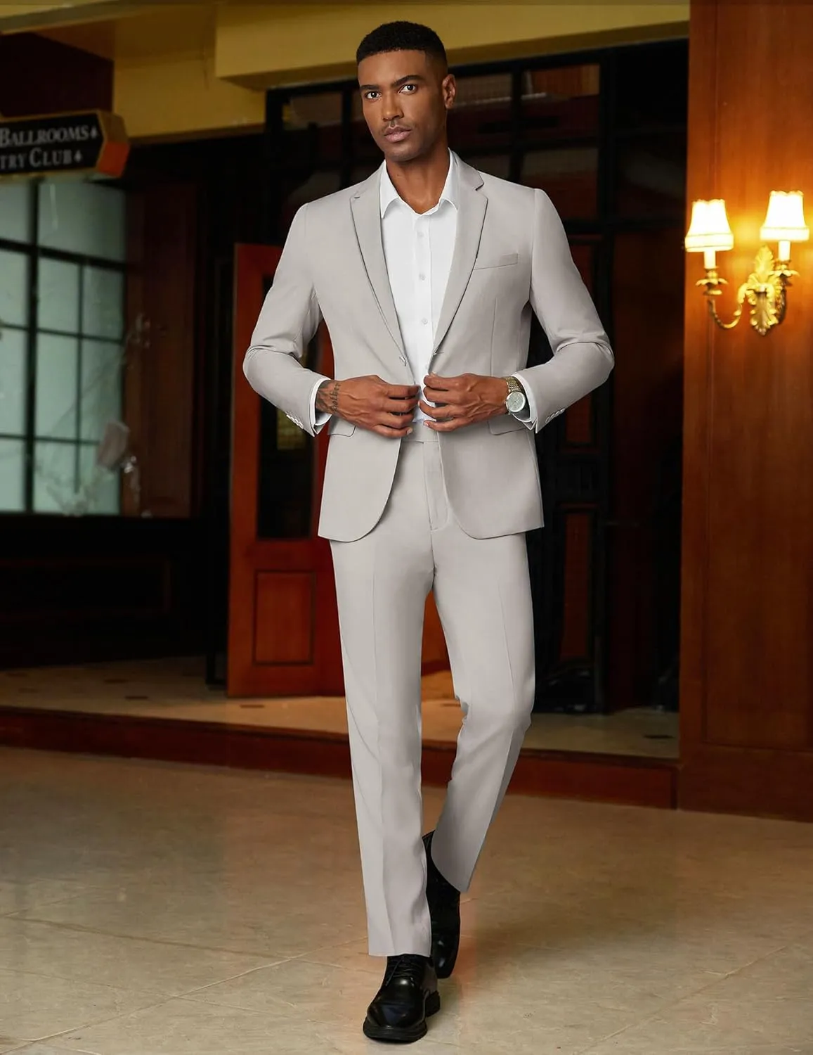 COOFANDY Mens 2 Piece Suit Slim Fit 2 Button Formal Jacket Suits Pants Set for Wedding Business Prom