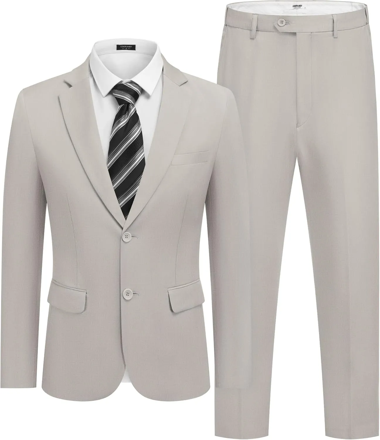 COOFANDY Mens 2 Piece Suit Slim Fit 2 Button Formal Jacket Suits Pants Set for Wedding Business Prom