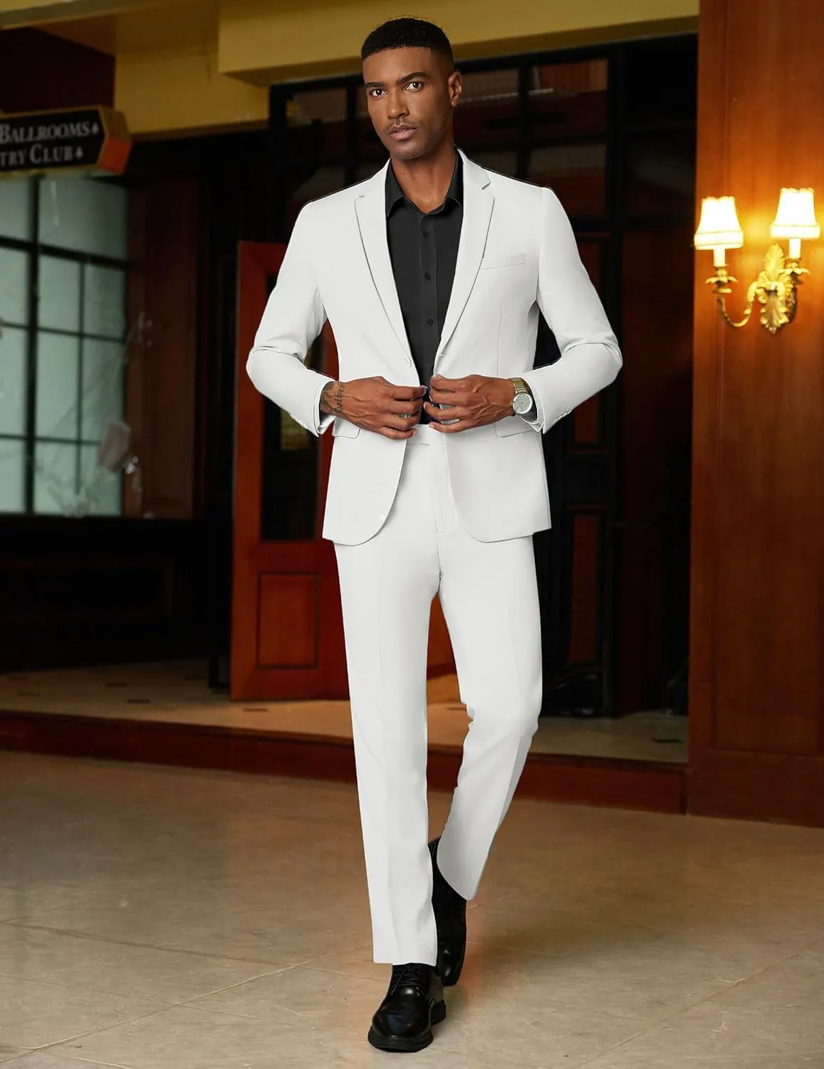 COOFANDY Mens 2 Piece Suit Slim Fit 2 Button Formal Jacket Suits Pants Set for Wedding Business Prom