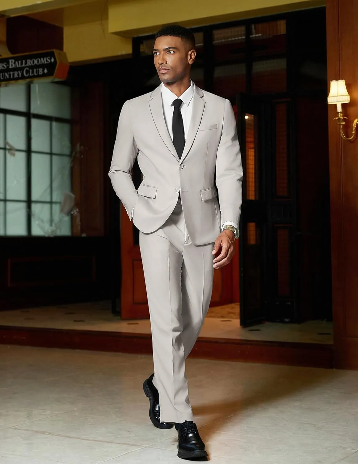 COOFANDY Mens 2 Piece Suit Slim Fit 2 Button Formal Jacket Suits Pants Set for Wedding Business Prom