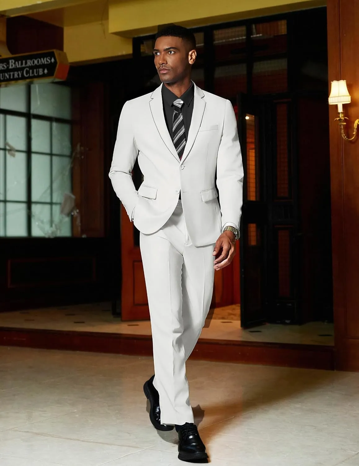 COOFANDY Mens 2 Piece Suit Slim Fit 2 Button Formal Jacket Suits Pants Set for Wedding Business Prom