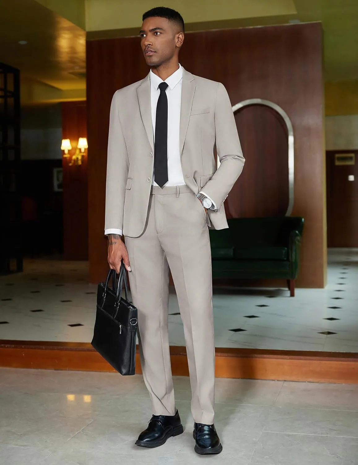 COOFANDY Mens 2 Piece Suit Slim Fit 2 Button Formal Jacket Suits Pants Set for Wedding Business Prom