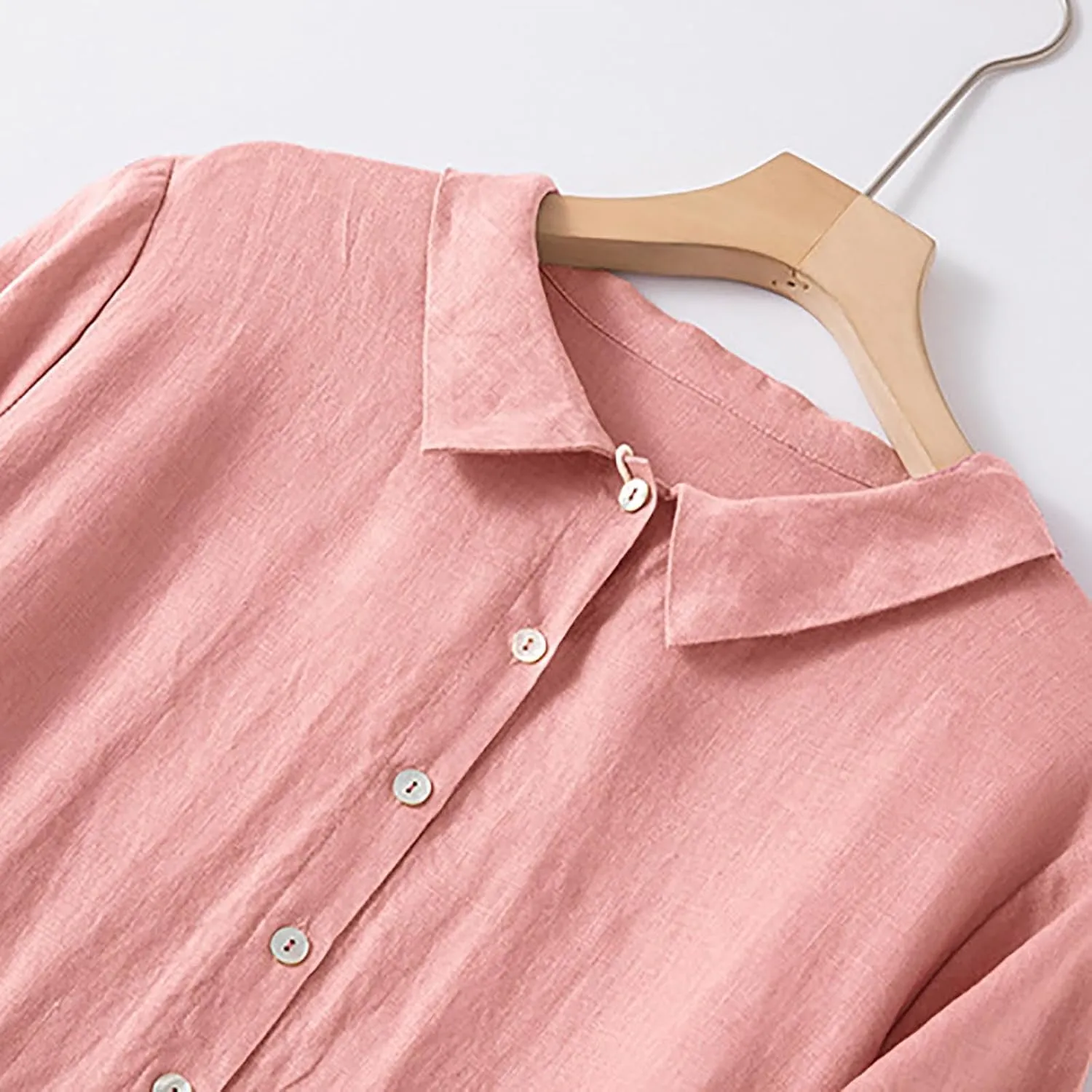 Cotton Linen Maxi Dresses for Women Summer Fashion Lapel Short Sleeve High Waist Beach Button Shirt Dress