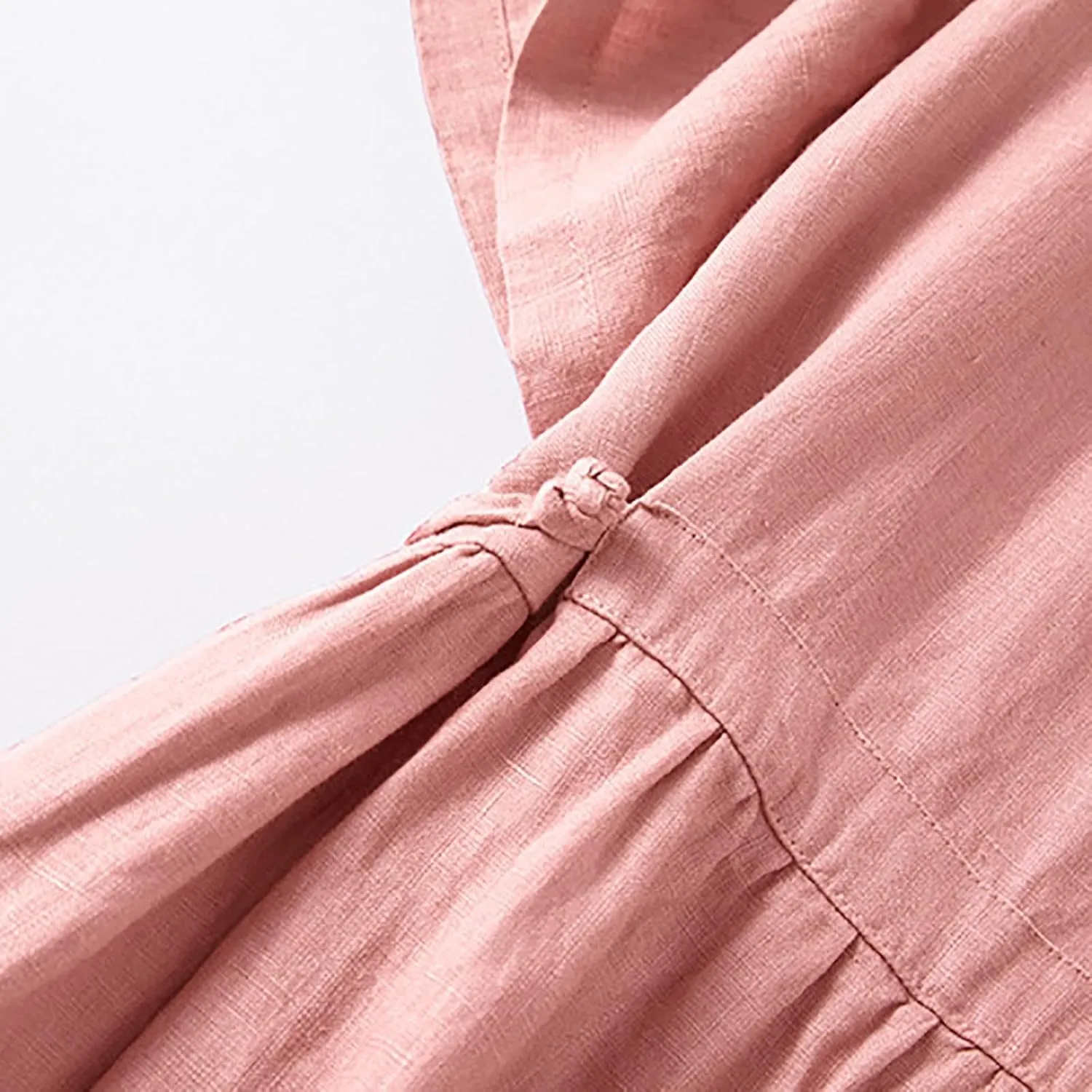 Cotton Linen Maxi Dresses for Women Summer Fashion Lapel Short Sleeve High Waist Beach Button Shirt Dress