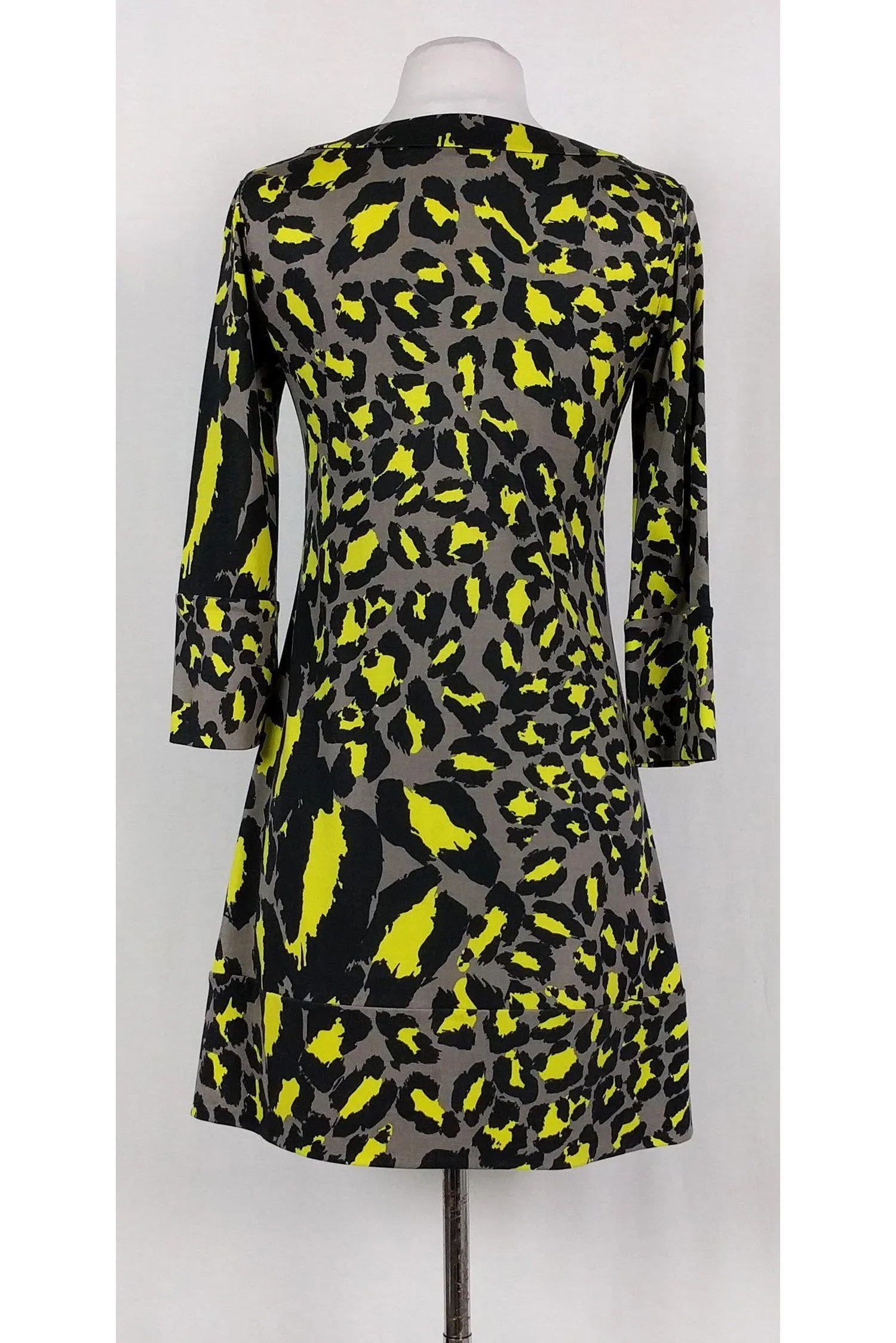 Diane von Furstenberg - Grey & Yellow Leopard Print Shift Sz 2
