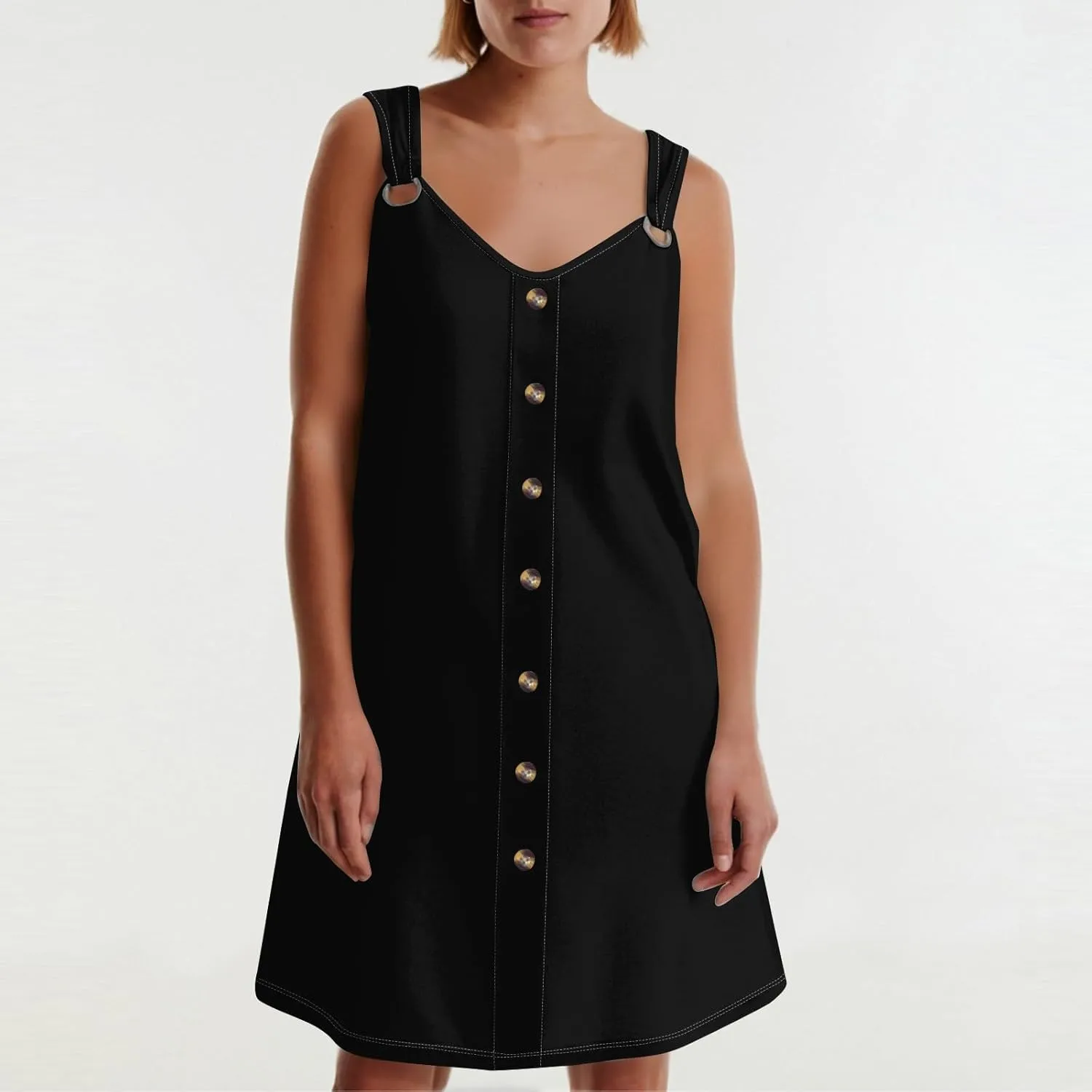 Dresses for Women 2025 Plus Size Mini Dresses Sexy Vacation Sleeveless v Neck Summer Clothes Sundress with Pockets