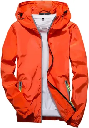 DuDubaby Men's Casual Color Plus Size Hoodie Reflective Zipper Outdoor Sport Coat