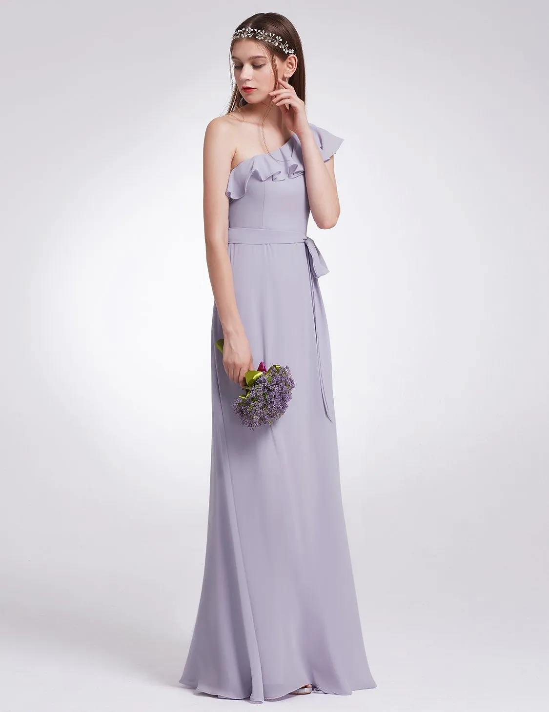Ever-Pretty Women's Elegant One Shoulder Ruffles Oblique Neckline Bridesmaids Dress EP07211