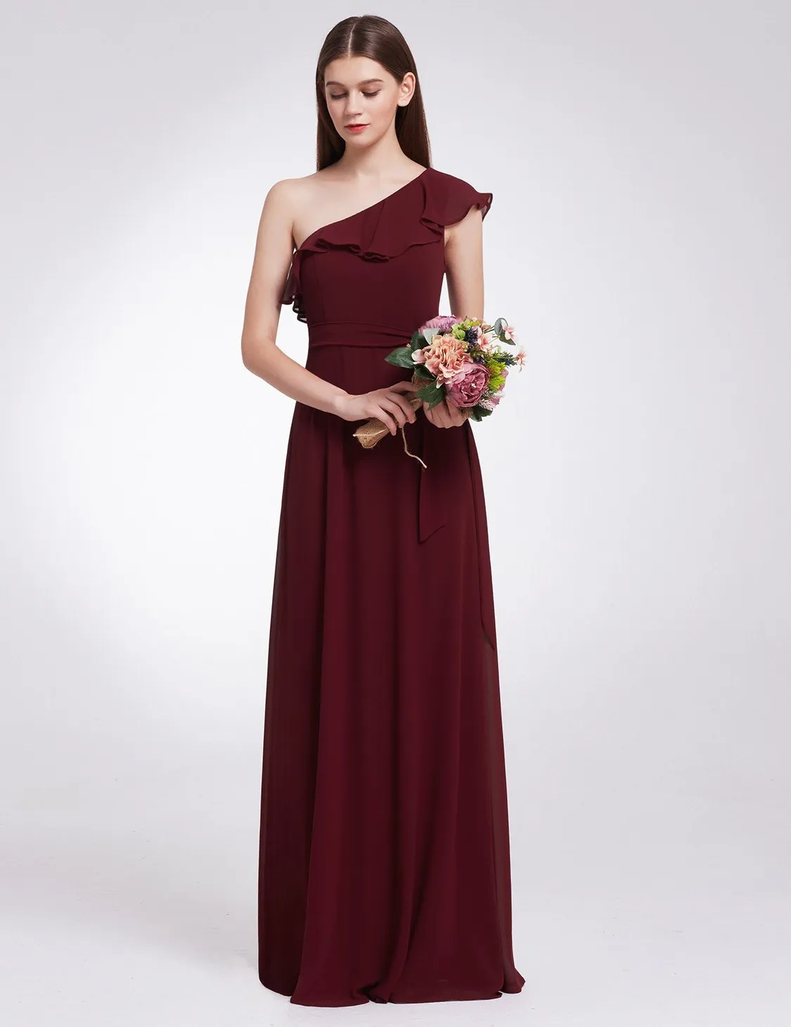 Ever-Pretty Women's Elegant One Shoulder Ruffles Oblique Neckline Bridesmaids Dress EP07211