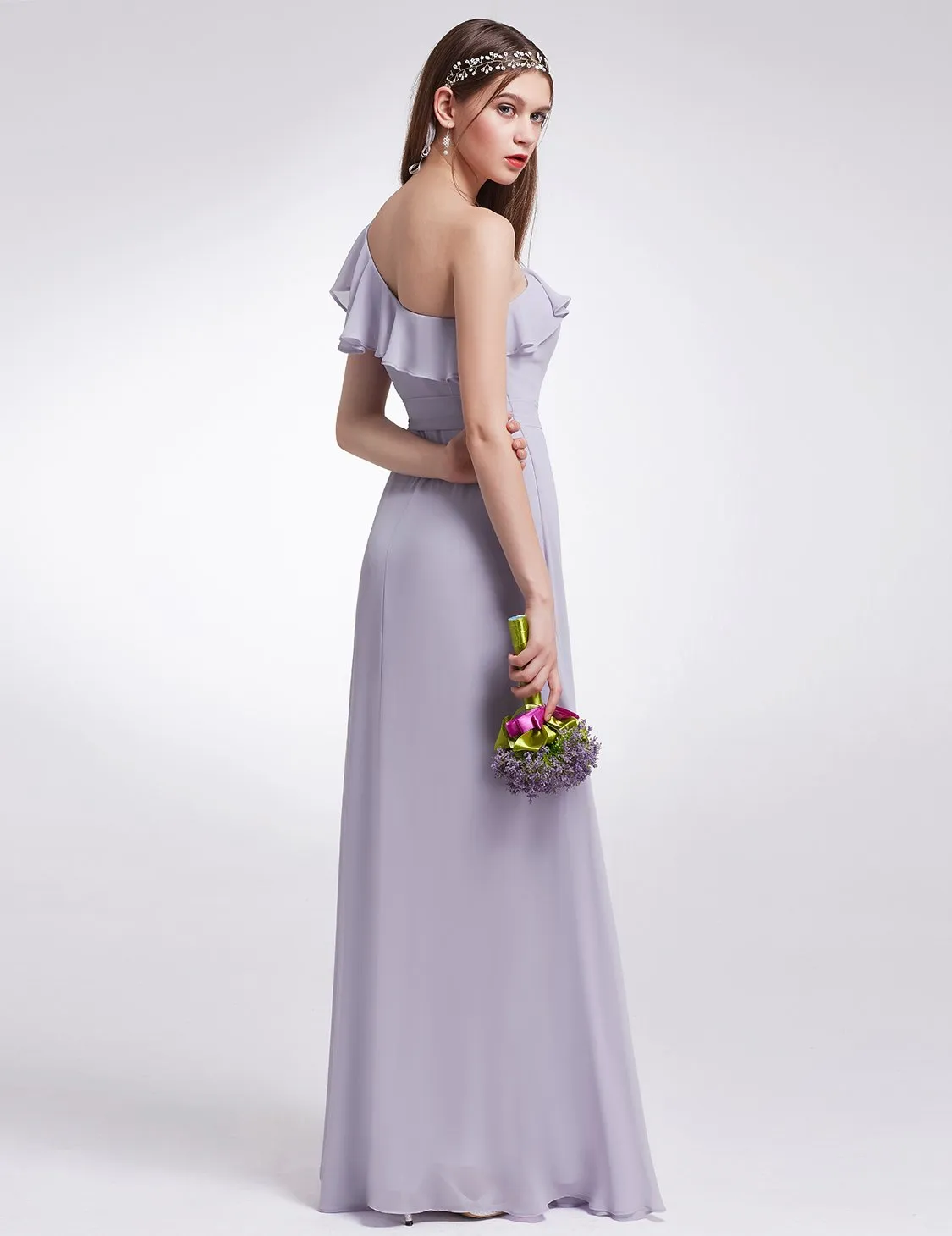 Ever-Pretty Women's Elegant One Shoulder Ruffles Oblique Neckline Bridesmaids Dress EP07211
