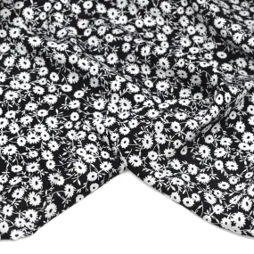 Field of Daisies Rayon Voile - Black/White