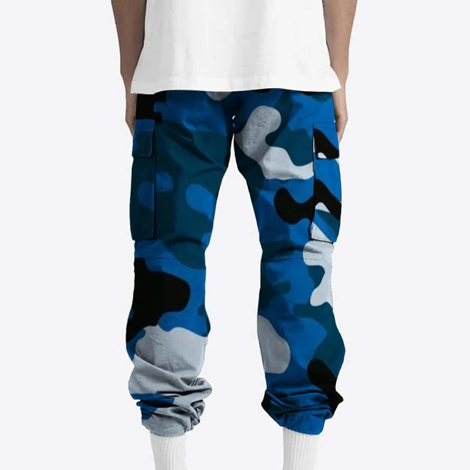 Finelylove Cargo Pants for Men Relaxed Fit Casual Camo Pants Lightweight Straight Cargo Sweatpants Outdoor Hiking Jogger