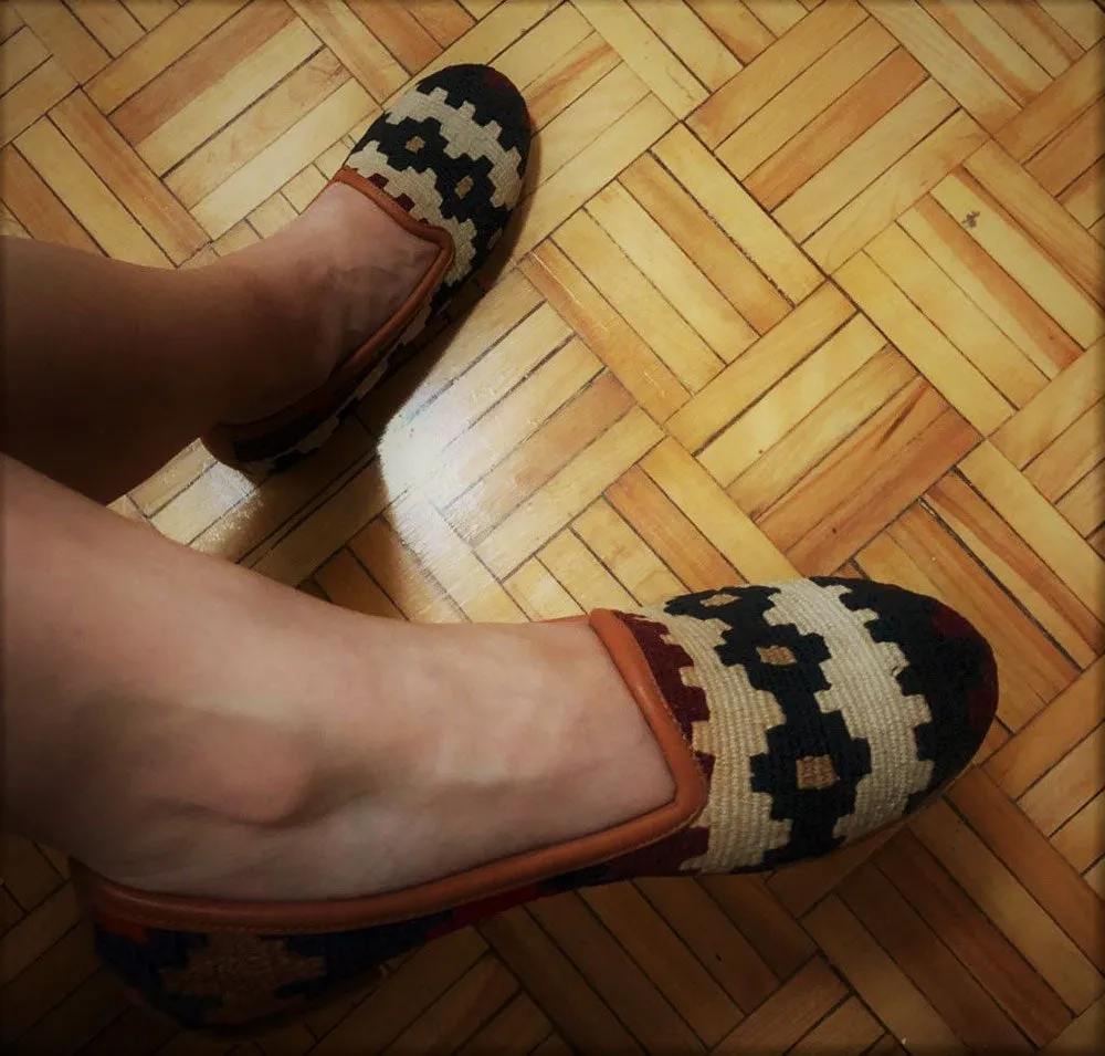 Handwoven Wool Kilim Women's Loafer (Bibi) Size 38 (8)