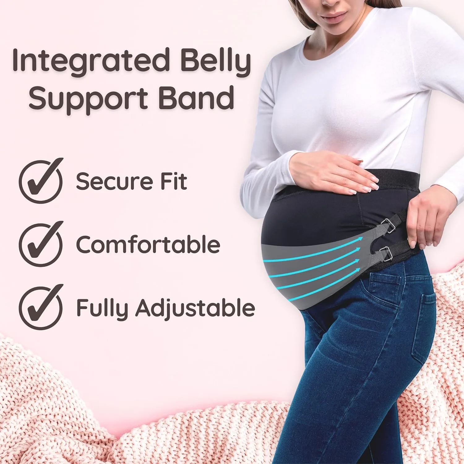 JOHNNY'S MAMA Maternity Jeans Over The Belly - Comfortable Pregnancy Jeans for Women with Integrated Belly Support Band