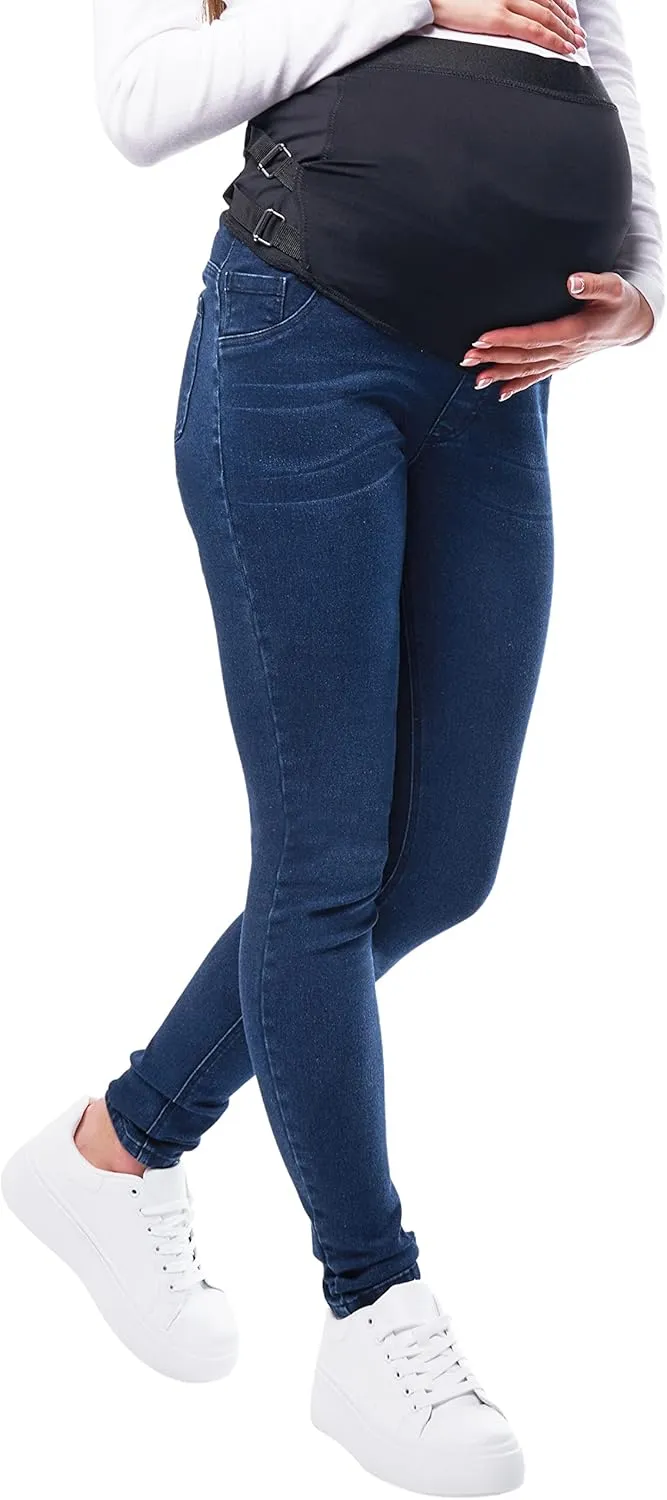 JOHNNY'S MAMA Maternity Jeans Over The Belly - Comfortable Pregnancy Jeans for Women with Integrated Belly Support Band