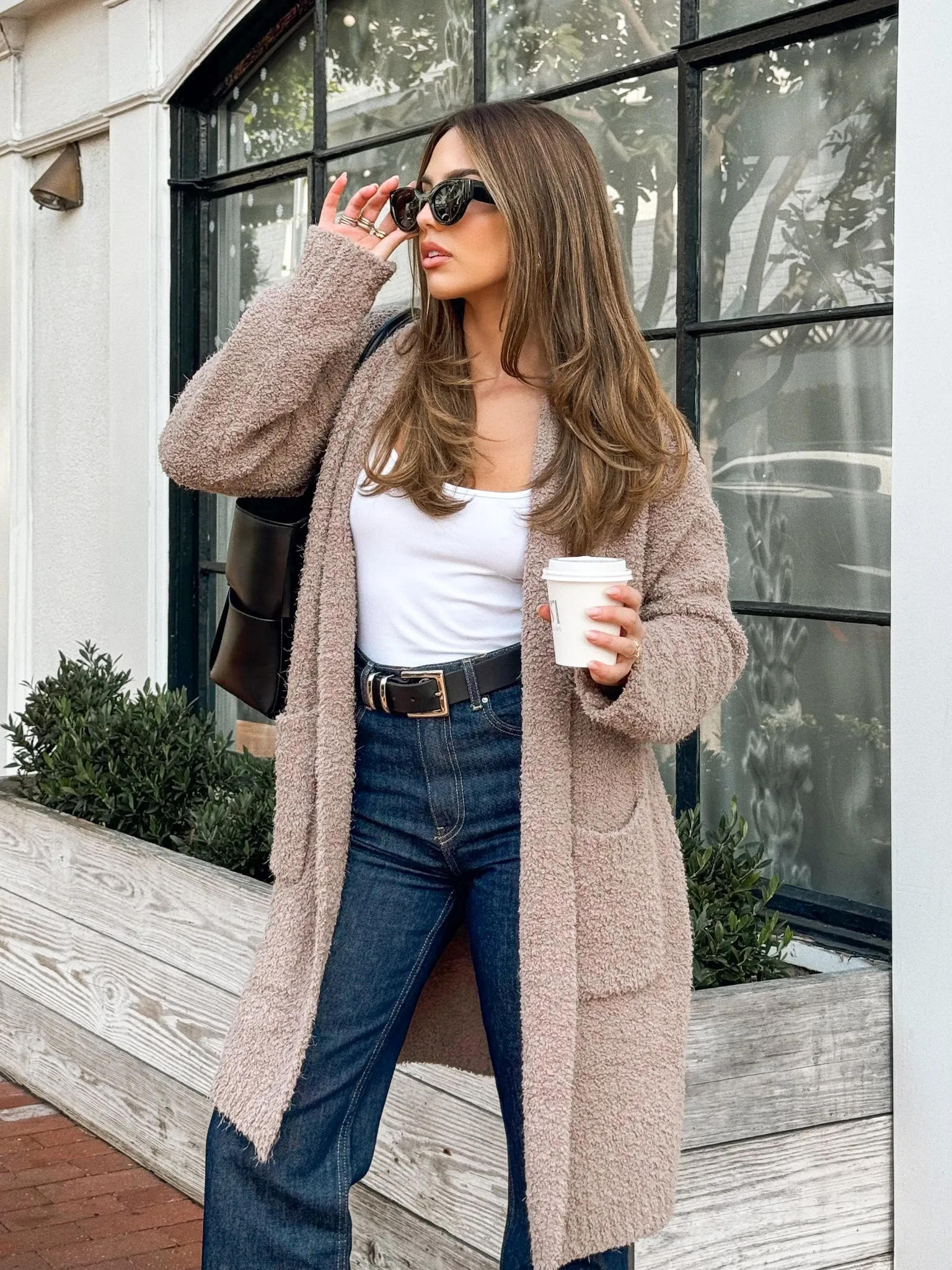 Kass Fuzzy Cardigan in Mocha