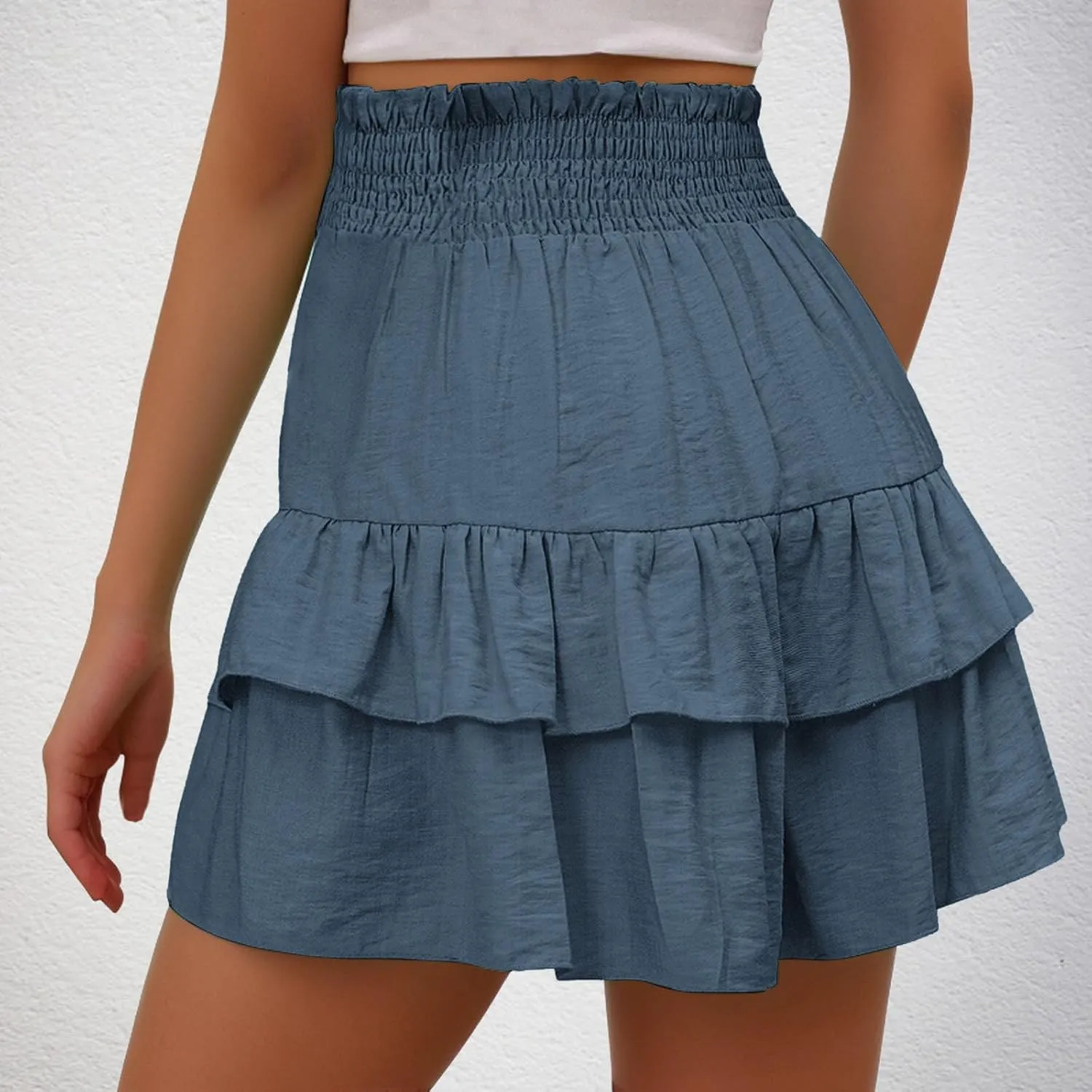 maisdgop Shorts for Women 2024 Summer Pleated Hem Beach Shorts Trendy Ruffle Yoga Shorts Comfy High Waisted Bermuda Shorts