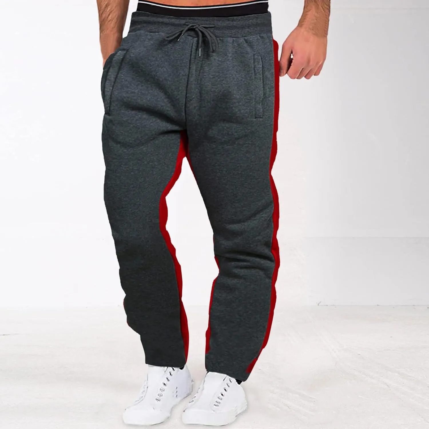 Men's Cargo Sweatpants Joggers Men's Heavyweight Cargo Pants Elastic Waist Drawstring Jogger Sweatpants Straight Multi