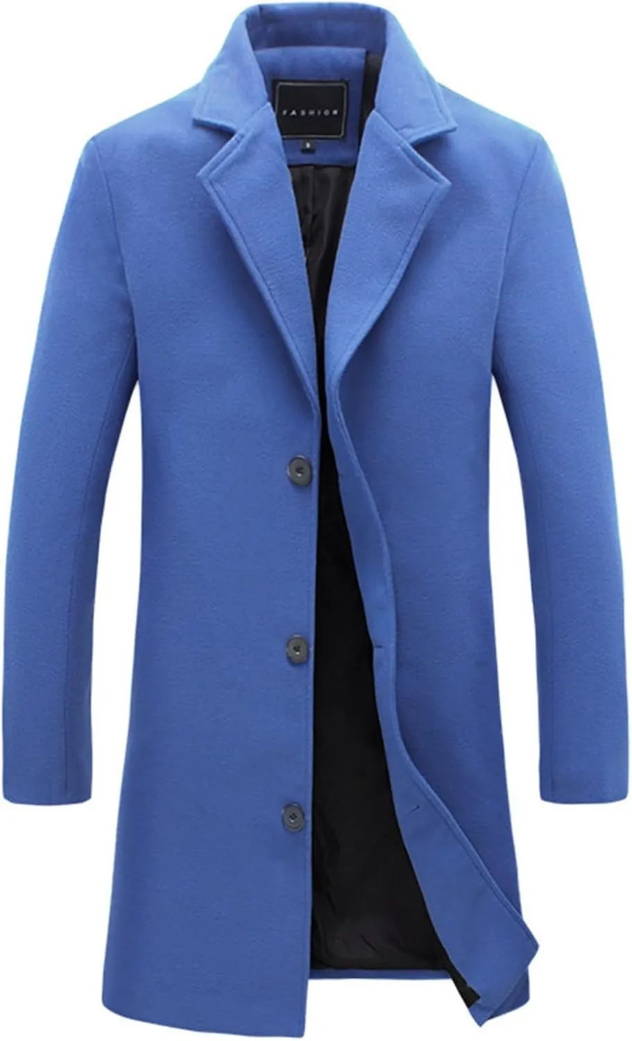 Mens Casual Trench Coat Notched Collar Single Breasted Business Overcoat Winter Warm Wool Blend Peacoat