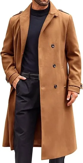 Men's Casual Winter Long Trench Khaki Coat
