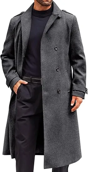 Men's Casual Winter Long Trench Khaki Coat