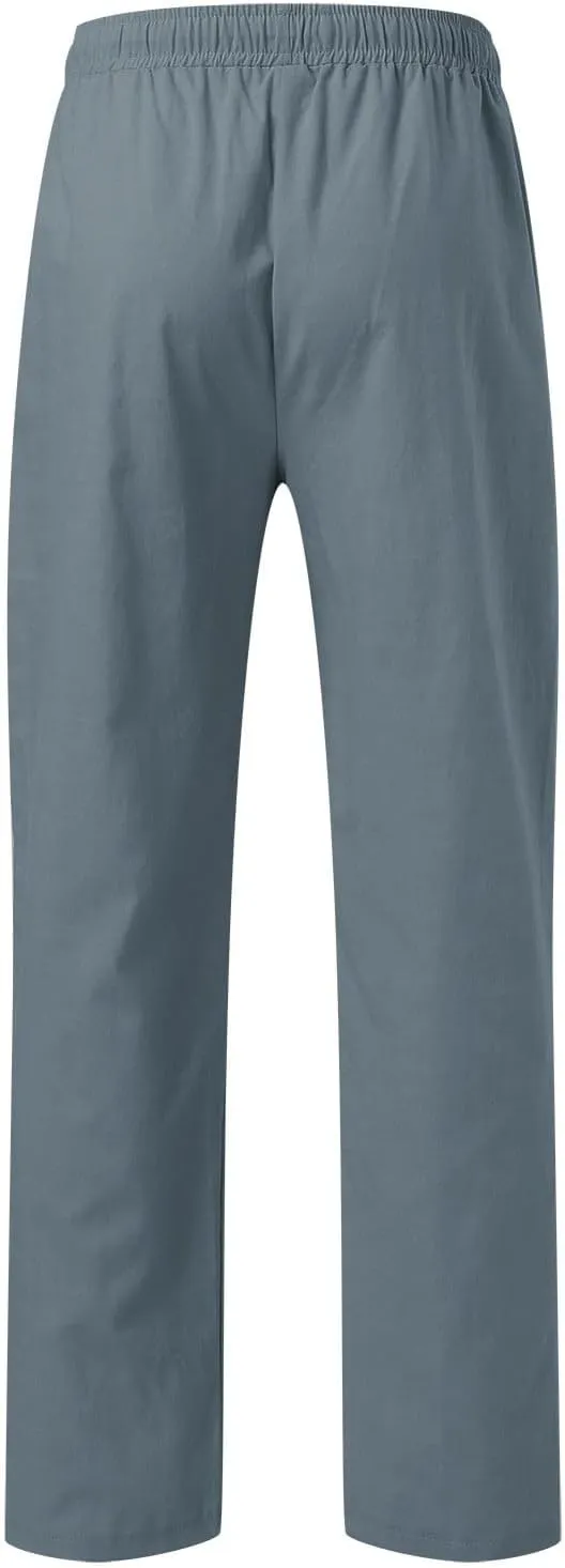 Mens Lightweight Casual Pants Summer Casual [Ants Drawstring Elastic Waist Solid Color Breathable Pants
