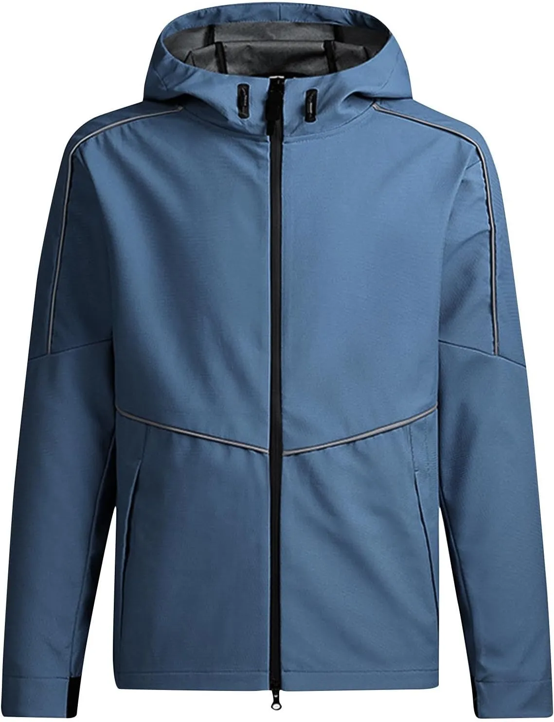 Mens Rain Jacket Waterproof Raincoat with Hooded Lightweight Windbreaker Soft Shell Hiking Coat for Travel