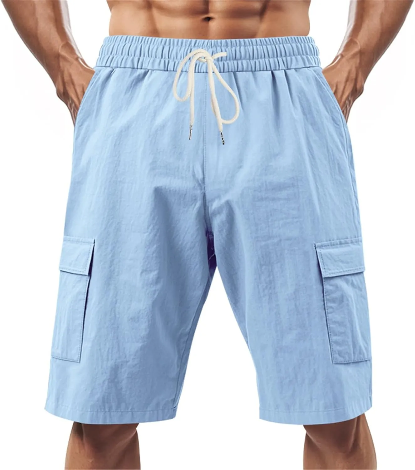 Mens Sports Shorts Drawstring Elastic Waist Short Pants Breathable Quick Dry Running Fitness Joggers Shorts