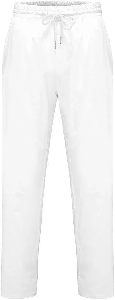 Mens Summer Casual Pants Drawstring Waist Straight Leg Pants Baggy Lightweight Comfy Trousers Pockets 2025 Trendy