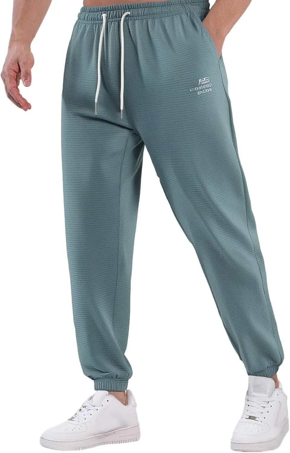 Men's Summer Pants Solid Color Elastic Waist Drawstring Pocket Slim Leg Comfortable Loose Elasticity Trendy Trousers
