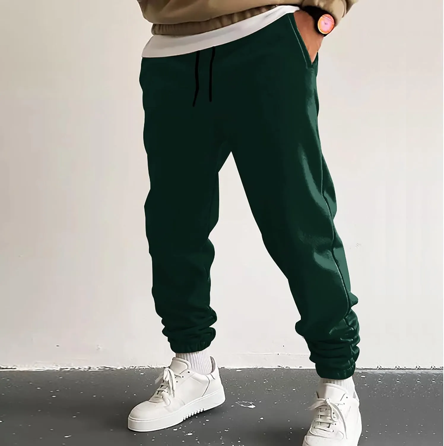 Mens Sweatpants Joggers Cinch Bottom Baggy Sweat Pants Drawstring Stretchy Workout Comfy Lounge Pants with Pockets