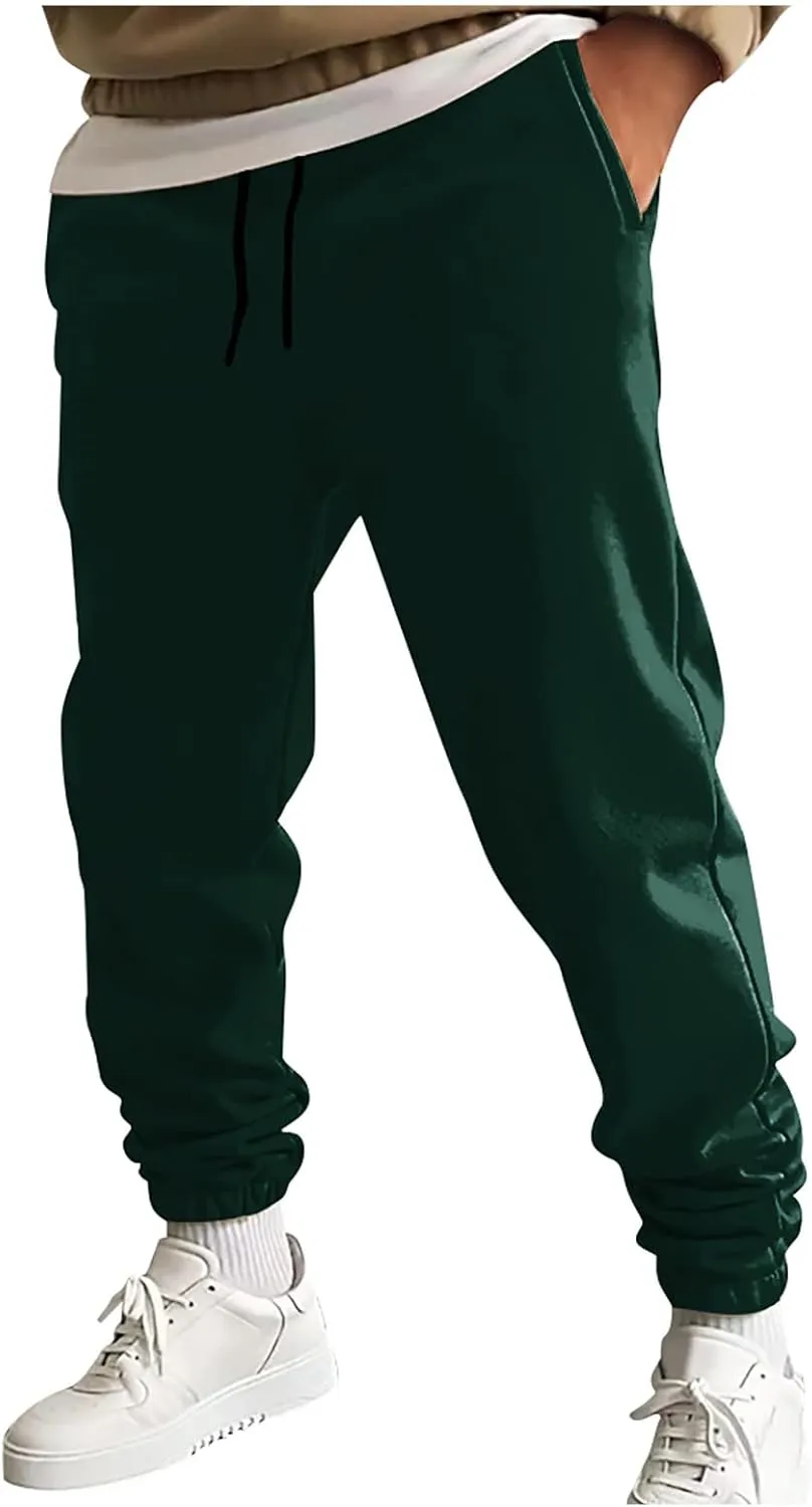 Mens Sweatpants Joggers Cinch Bottom Baggy Sweat Pants Drawstring Stretchy Workout Comfy Lounge Pants with Pockets