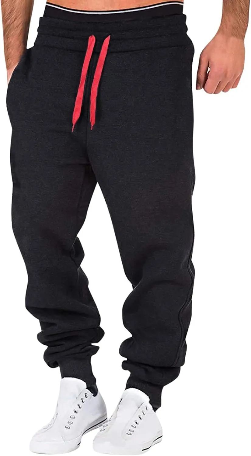 Mens Sweatpants with Pockets Fleece Elastic Bottom Men's Sports Heavyweight Jogger Pants Sweatpants for Men Trousers