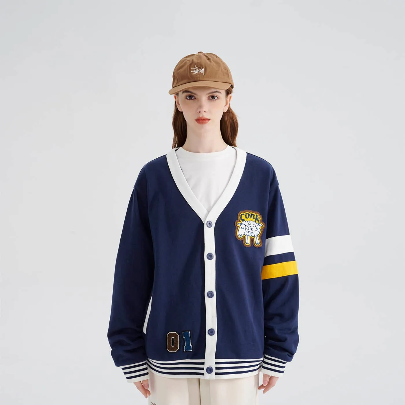 Navy Varsity Sheep Cardigan